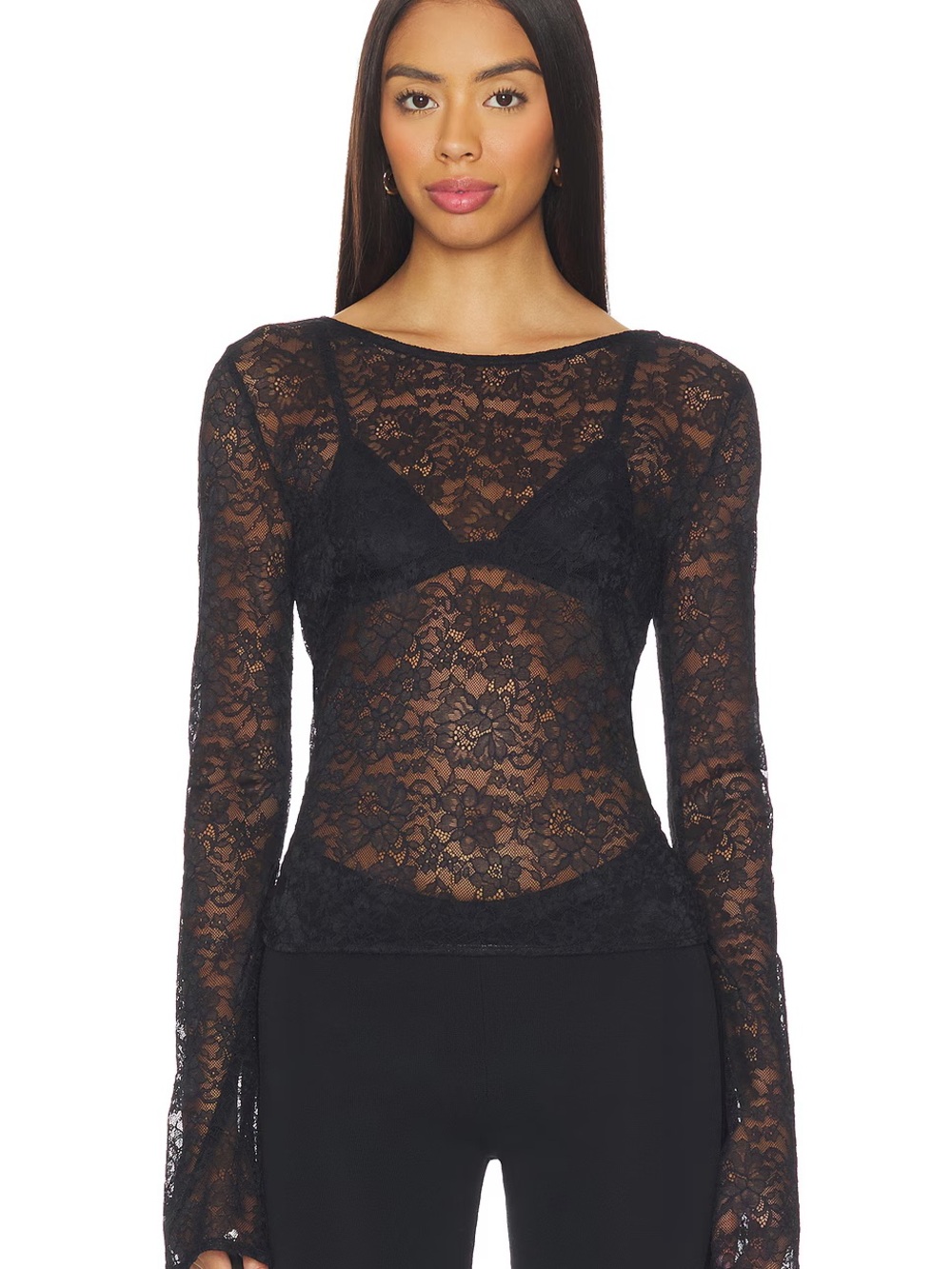 Lamarque Amelia lace long sleeve top